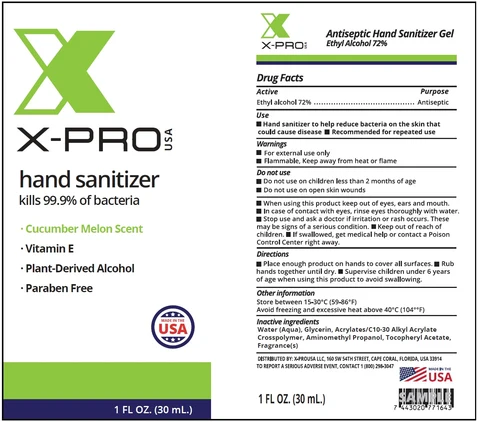 X-PROUSA Antiseptic Hand Sanitizer Gel Cucumber Melon Scent packaging