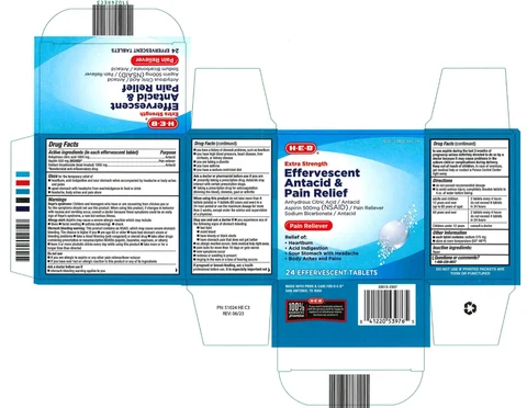 HEB Extra Strength Effervescent Antacid and Pain Relief 포장