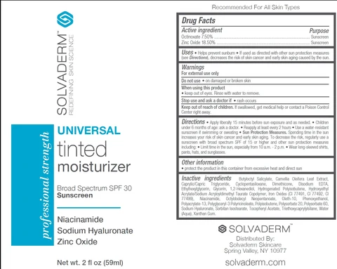 Solvaderm Universal Tinted Moisturizer Sunscreen SPF 30 packaging
