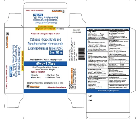 Cetirizine Hydrochloride and Pseudoephedrine Hydrochloride 포장
