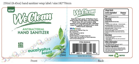 WeClean Antibacterial Hand Sanitizer Eucalyptus Scent packaging