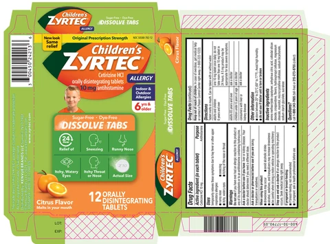 Childrens Zyrtec Allergy 포장