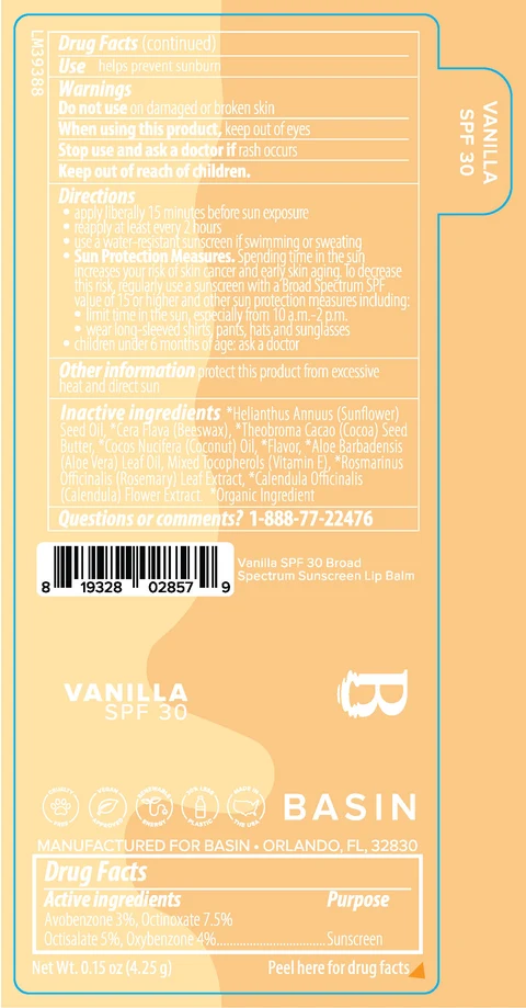 Basin Vanilla SPF 30 Lip BalmSPF 30 포장