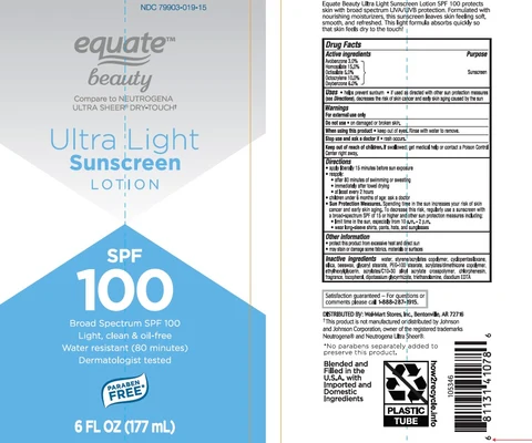 WALMART EQUATE BEAUTY ULTRA LIGHT SUNSCREEN SPF 100 포장