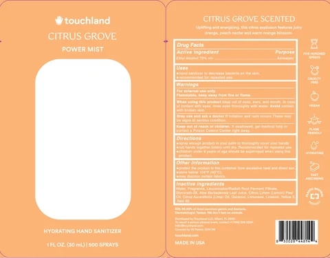 Touchland Power Mist Hand Sanitizer Citrus Grove 포장