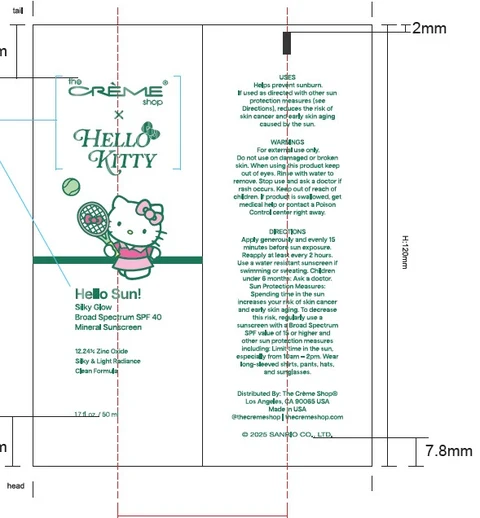 Hello Sun Silky Glow Broad Spectrum SPF40 packaging
