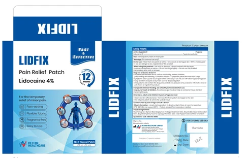 Lidfix Pain Relief Patch Lidocaine packaging
