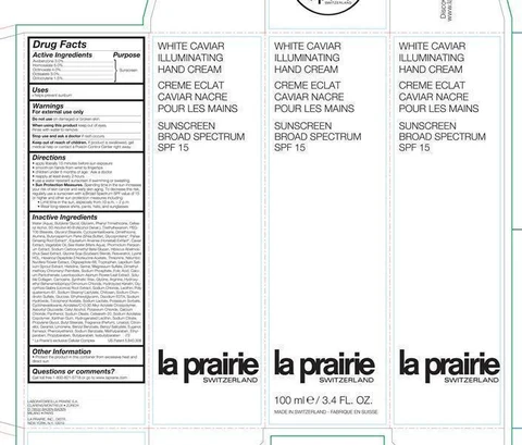 White Caviar Illuminating Hand Sunscreen Broad Spectrum SPF 15La Prairie packaging