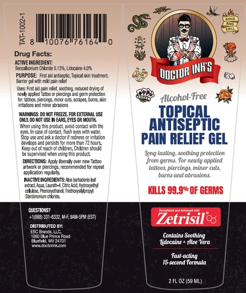 DOCTOR INK TOPICAL ANTISEPTIC WITH PAIN RELIEF 포장