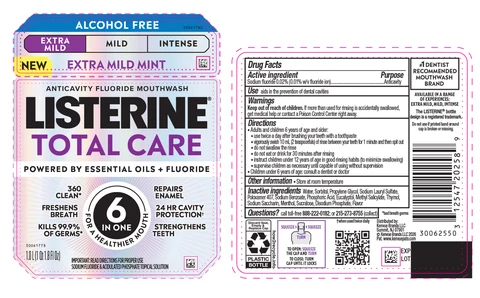 Listerine Total Care Extra Mild Alcohol Free Anticavity Fluoride Mouthwash packaging