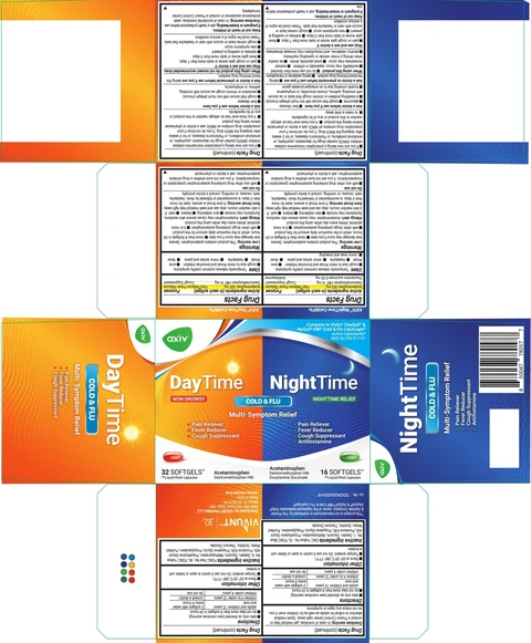 AXIV DayTime - NightTime 48 Softgels / AXIV DayTime - NightTime 72 Softgels packaging