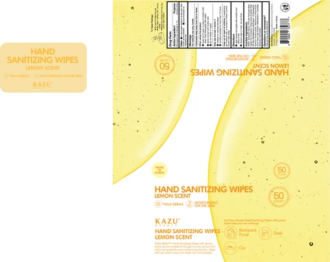 KAZU HAND SANITIZING WIPES WITH LEMON SCENT 포장