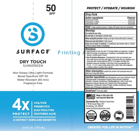 SURFACE SUN SPF 50 DRY TOUCH Fragrance Free 포장