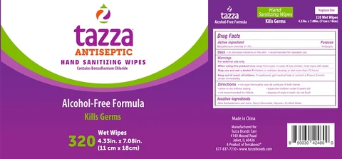 Tazza Antiseptic Hand Sanitizing Wipes packaging