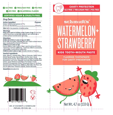 SchmidtsWATERMELON and STRAWBERRY KIDS TOOTH AND MOUTH 포장