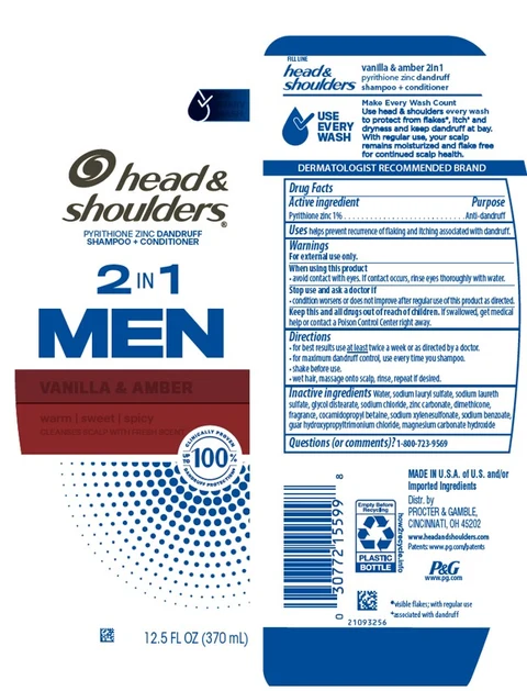 Head and Shoulders 2in1 Men Vanilla and Amber packaging