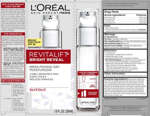 LOreal Paris Skin Expert Revitalift Bright Reveal Brightening Day Moisturizer Broad Spectrum SPF 30 Sunscreen packaging