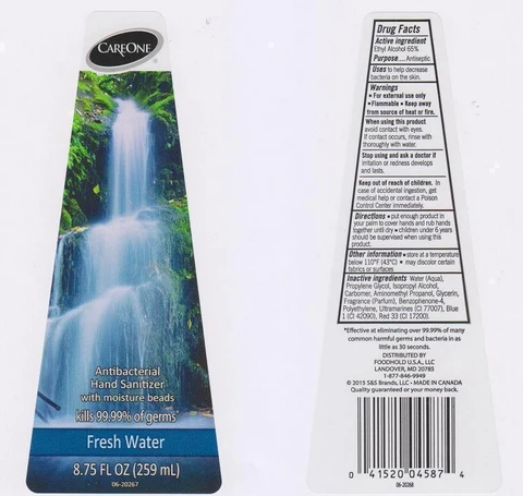 CAREONEANTIBACTERIAL SANITIZER FRESH WATER packaging