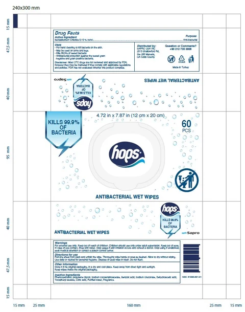 Hops ANTIBACTERIAL WET WIPES 포장
