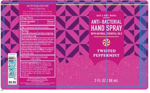 AntiBacterialHandSprayTwisted Peppermint 포장