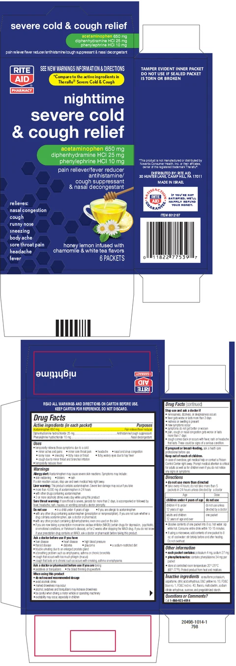 Rite Aid Nighttime Severe Cold and Cough Relief packaging