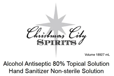 Christmas City Spirits Hand Sanitizer packaging