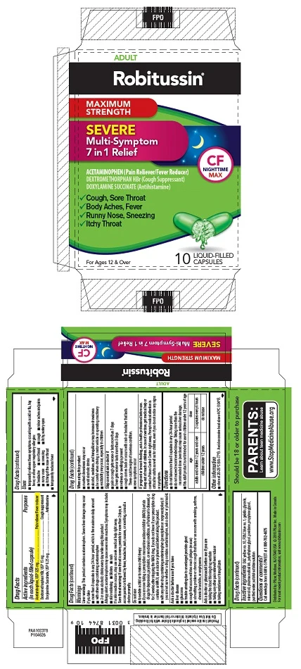 Robitussin Maximum Strength Severe Multi-Symptom 7 in 1 Relief Nighttime packaging