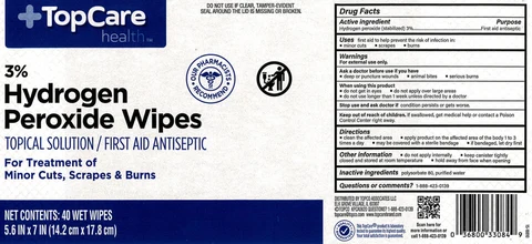 Topcare 3 Hydrogen Peroxide Wipes packaging