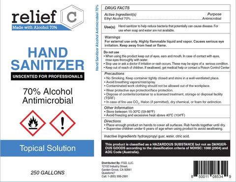 Relief C Hand Sanitizer Unscented for Professionals 포장