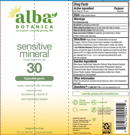 Alba Botanica Sensitive Mineral SPF 30 포장