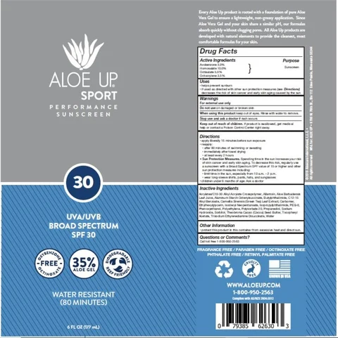 ALOE UPBroad Spectrum SPF 30 Sunscreen 포장