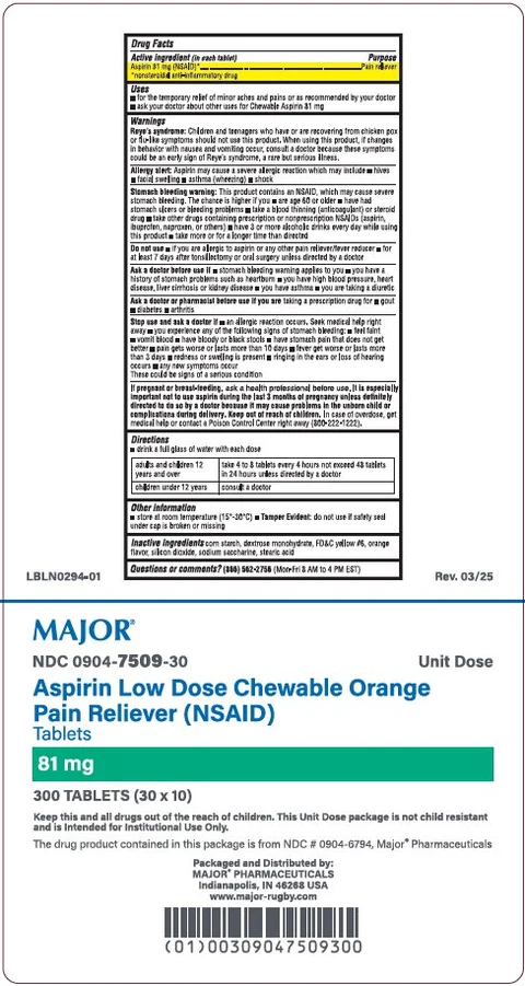 Aspirin Low Dose Chewable Orange 포장