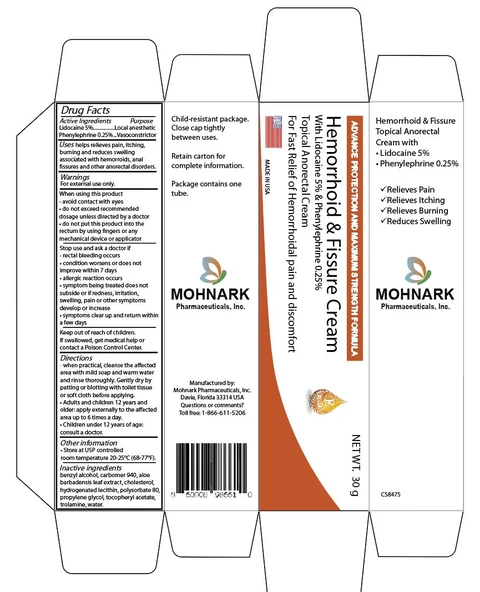 Hemorrhoid and Fissure Cream with Lidocaine 5% plus Phenylephrine HCL 0.25% 포장