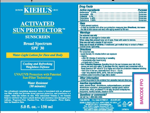 Kiehls Since 1851 Activated Sun Protector Broad Spectrum SPF 30 Sunscreen Water Resistant 80 MInutes 포장