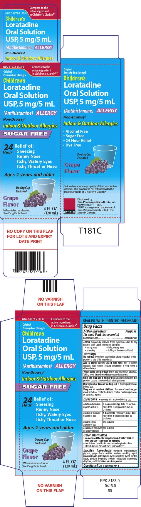 Childrens LoratadineSugar Free packaging