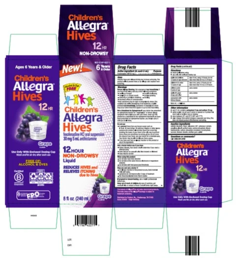 Childrens Allegra Hives packaging