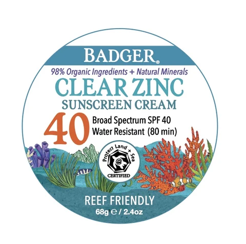 Badger Clear Zinc Sunscreen Cream Broad Spectrum SPF 40 포장