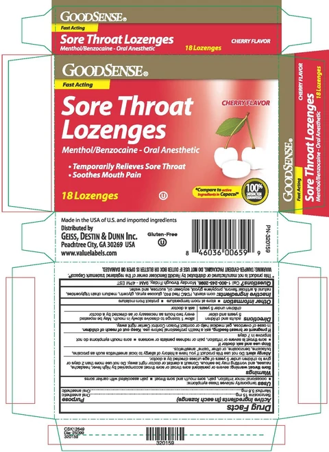 cherry sore throat lozenze packaging