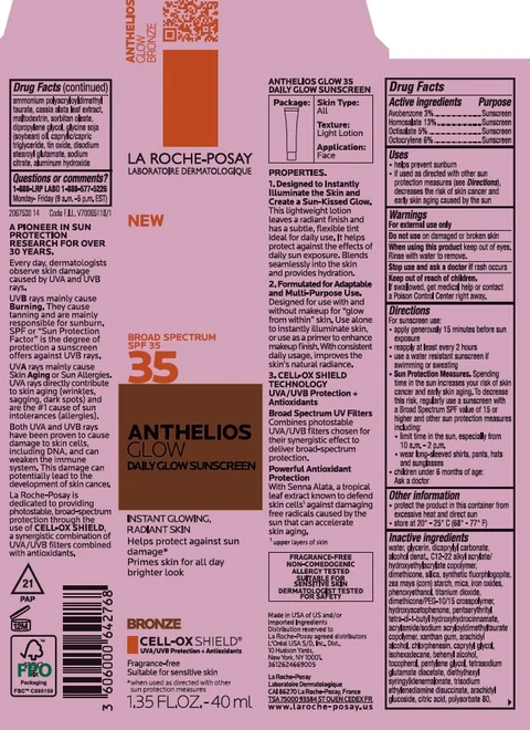 La Roche Posay Laboratoire Dermatologique Anthelios Glow Daily Glow Sunscreen Bronze Cell OX Shield Broad Spectrum SPF 35 packaging