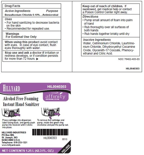 Hillyard Alcohol Free Foaming Instant Hand Sanitizer 포장