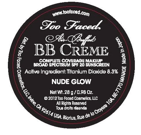 Too Faced BB Creme Complete Coverage Make-UpSPF-20 NUDE GLOW packaging
