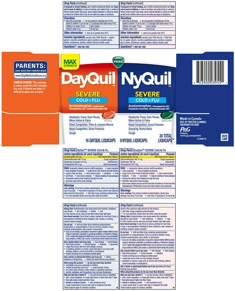 Vicks DayQuil Severe and Vicks NyQuil SevereCold and Flu 포장