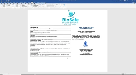 BioSafe Hand Sanitizer 포장