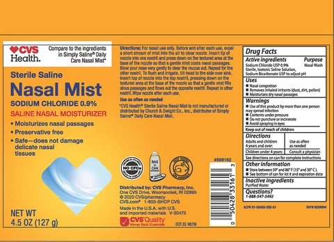 CVS Health Sterile Saline Mist 포장