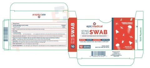 Sting Relief Swab packaging