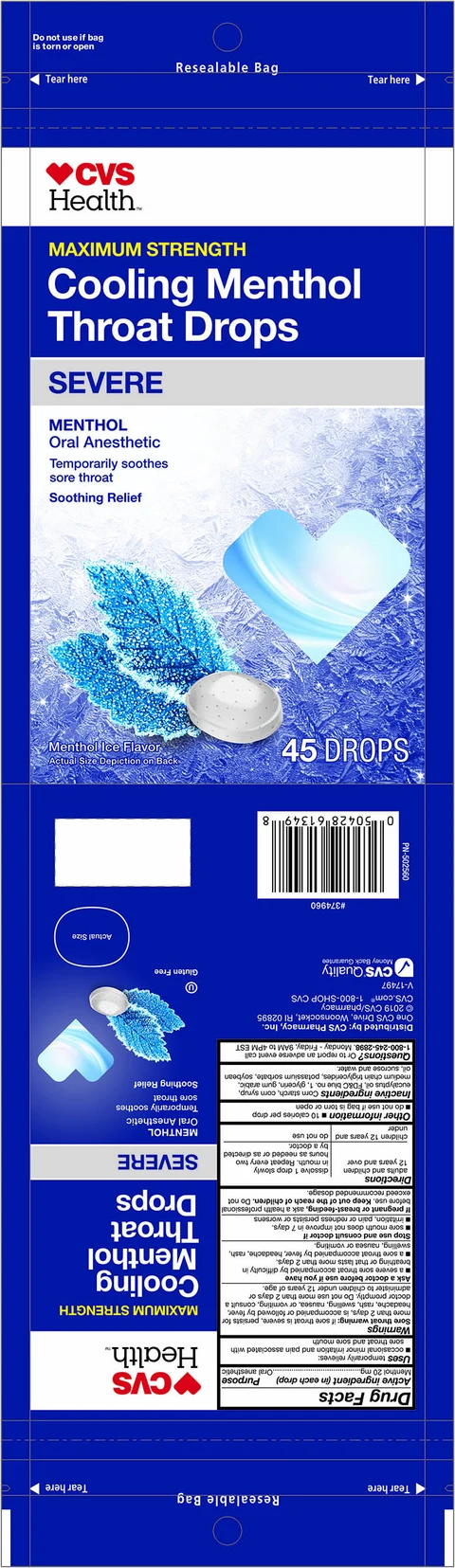 CVS Menthol Medicated Throat Drops 포장