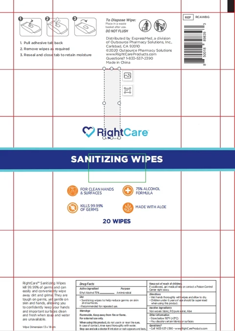 RightCare Sanitizing wipes packaging