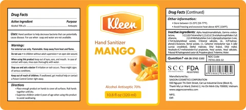 Kleen Hand Sanitizer Mango 320ml Label