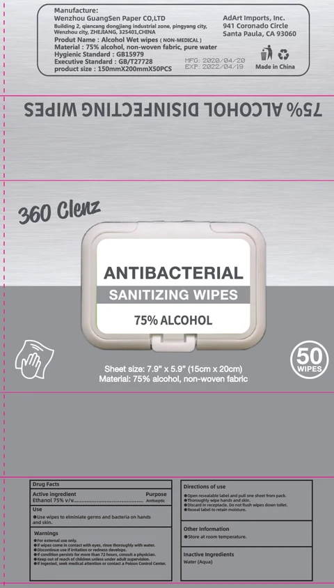 Antibacterial Sanitizing Wipes 포장