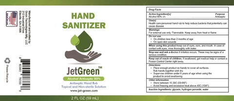 Jet Green Hand Sanitizer packaging